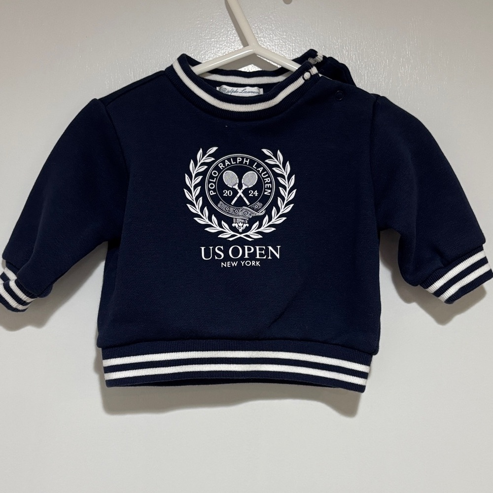 Ralph Lauren US Open Blue Baby Sweatshirt with Laurel Wreath